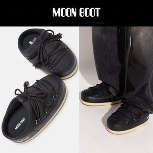 Moon Boot EVX BLACK NYLON MULES Flat Women's Shoe 35/36